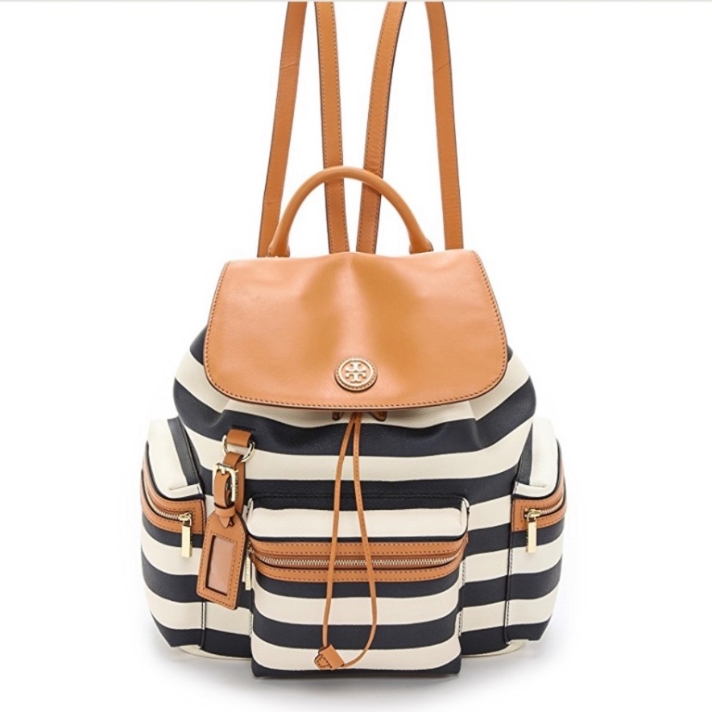 Tory Burch Kerrington Stripe Backpack Nautical